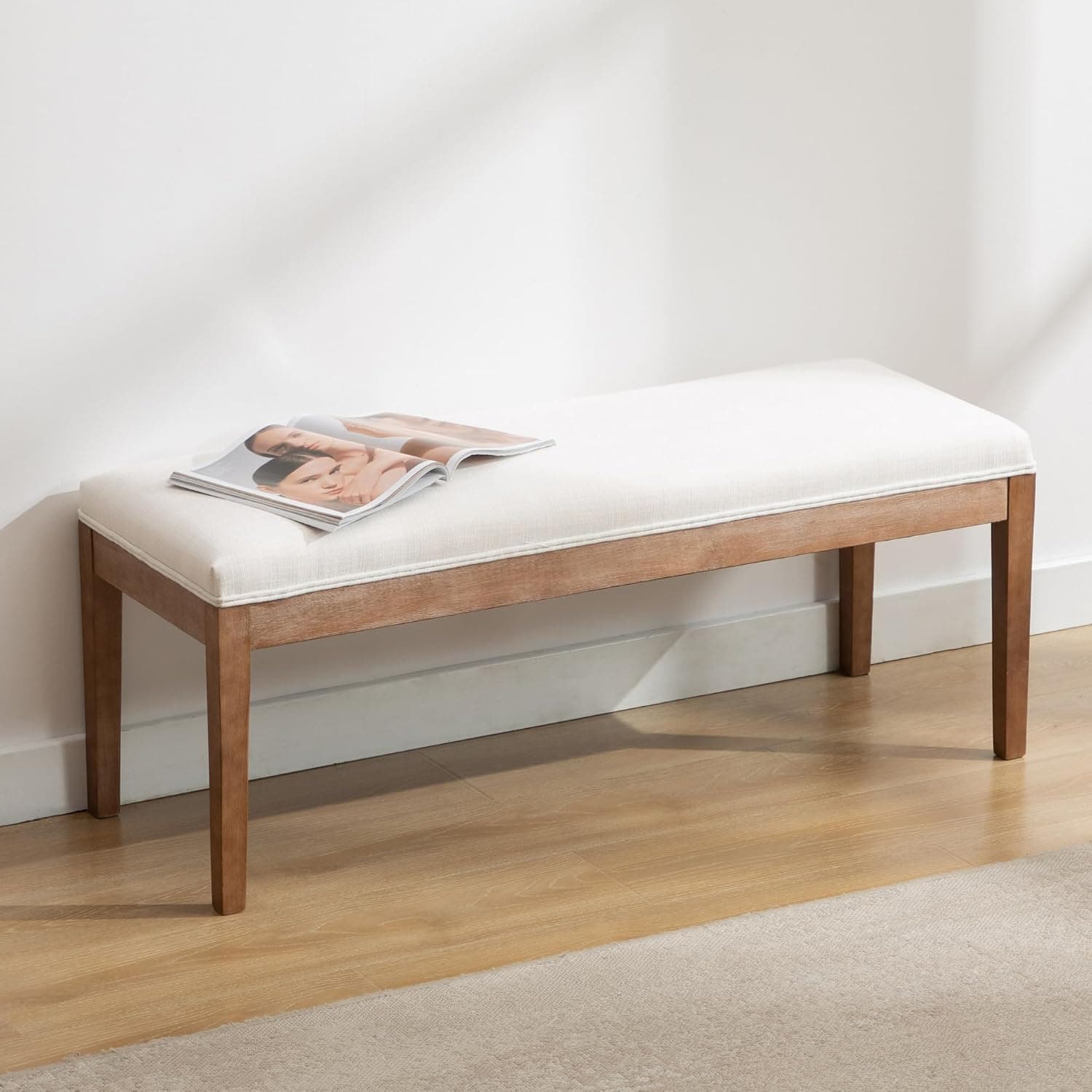 Linen Upholstered Dining Bench, 45.5 Inches (Beige), an Amazon alternative