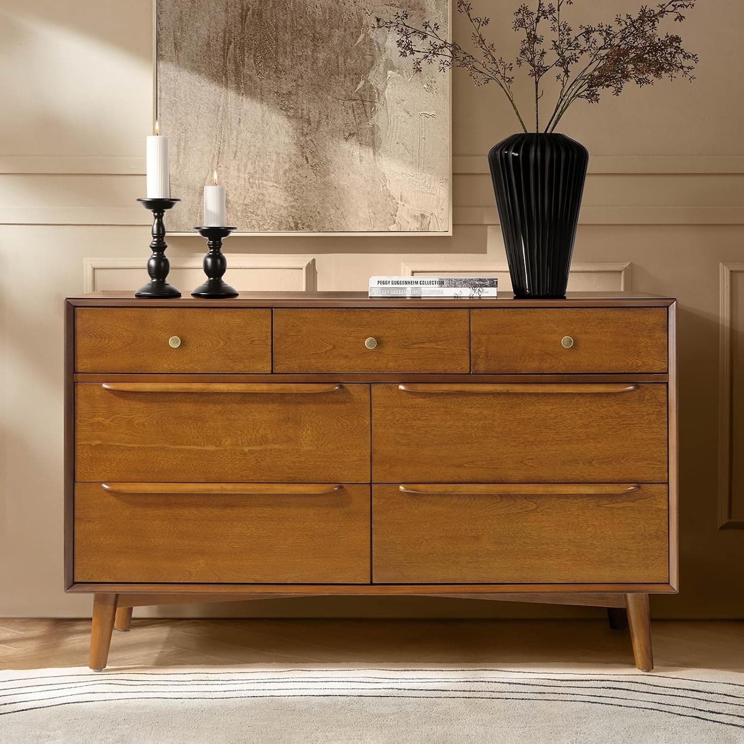 HULALA HOME 52" 7-Drawer Mid-Century Dresser (Acorn), an Amazon dupe