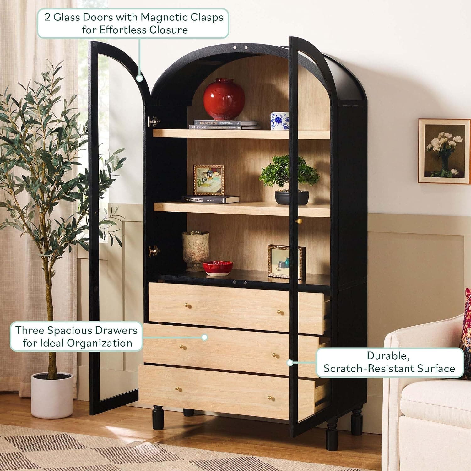 Walker Edison Darci Arched Cabinet — Black, an Amazon alternative