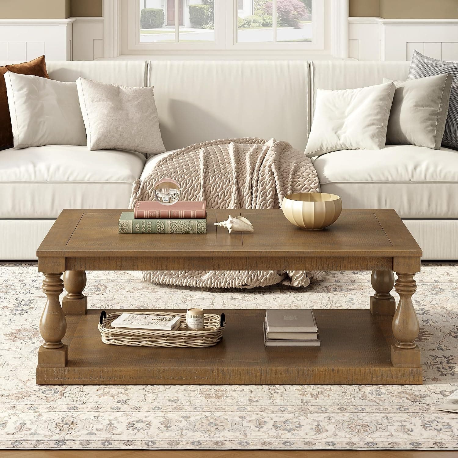 LZ Leisure Zone Vintage Coffee Table (Honey), an Amazon dupe