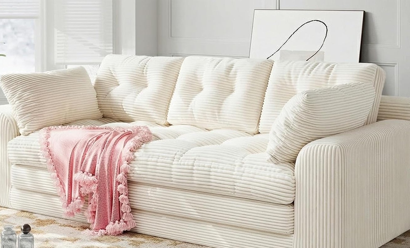 Homkdom 75-Inch Convertible Corduroy Sofa Bed - Image 1